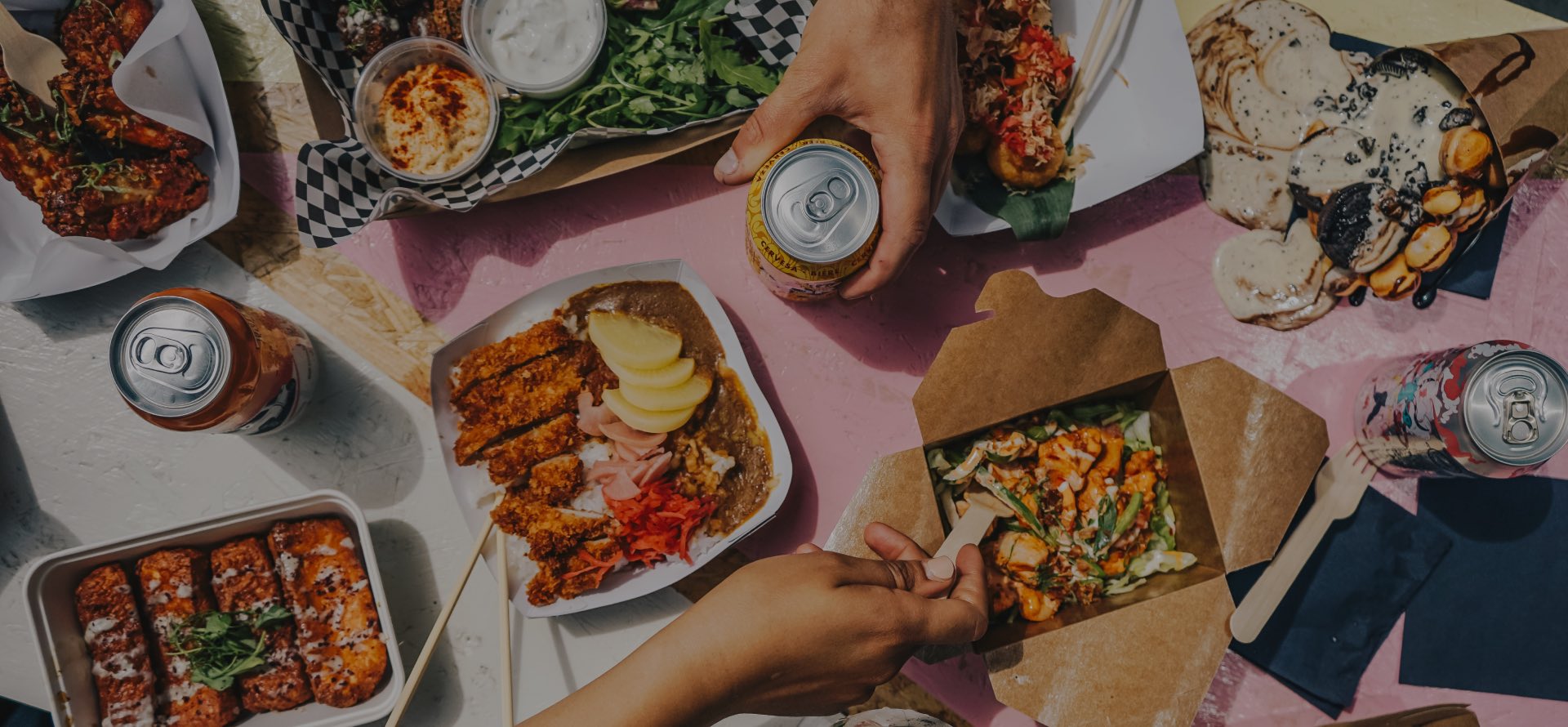 Food and beverages on a table